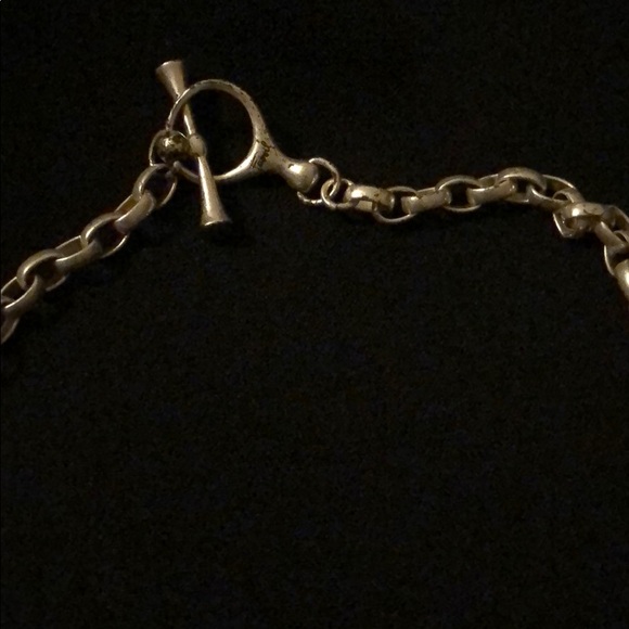 Silver and leather necklace - Picture 3 of 5